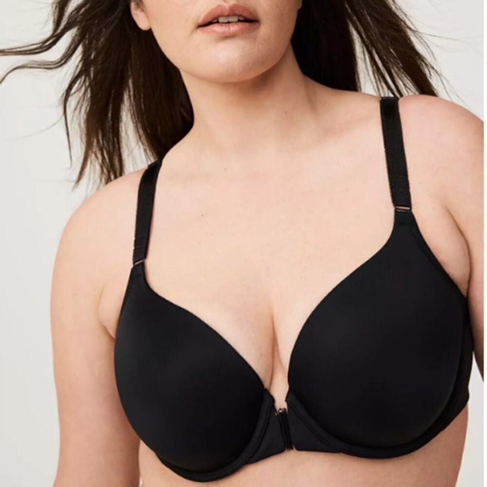 Torrid Ultimate Smoothing T-Shirt Front-Close Bra Black Mesh Back Women's 48 B